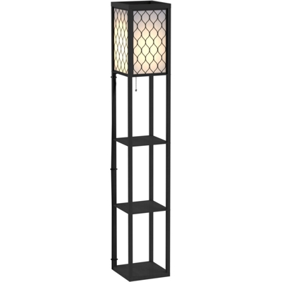 Homcom Lampada da Terra Moderna con Libreria 3 Livelli Nero 26 x 26 x 160 cm