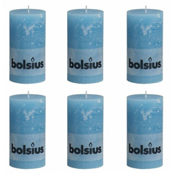 Bolsius Candela Pilastro Rustica 130 x 68 mm Blu acqua 6 pezzi características