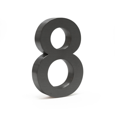 Numero civico in 3D "8" antracite 20cm carattere Arial antiruggine - WILTEC
