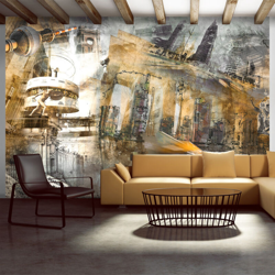 Fotomurale Berlino collage arancione cm 300x210 Artgeist en oferta