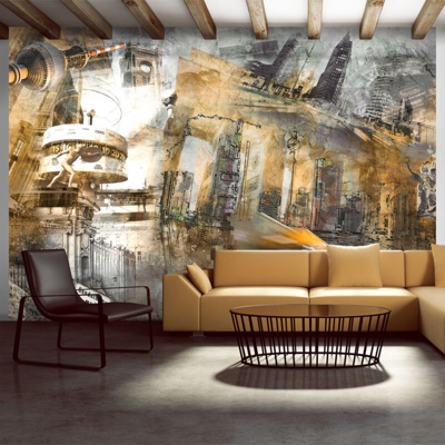 Fotomurale Berlino collage arancione cm 300x210 Artgeist