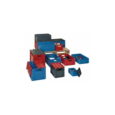 Contenitore per il trasporto impilabile grigio L600xB400xH420mm heavy duty PP - La-ka-pe