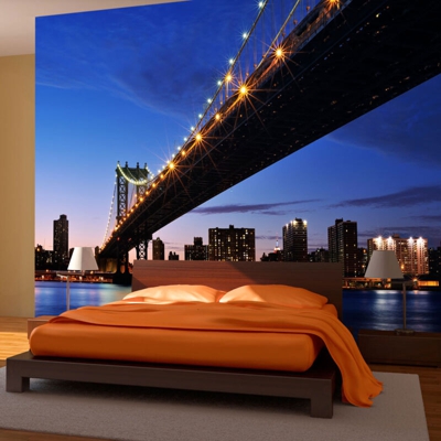 Fotomurale Il Manhattan Bridge illumin cm 250x193 Artgeist
