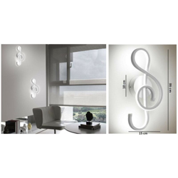 BS - Applique lampada parete led 14w luce fredda nota musicale bianco moderno SJ090 en oferta