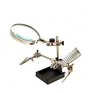 Supporto Terza Mano Con Lente D'Ingrandimento E Supporto Per Saldatore Elettrico - J69