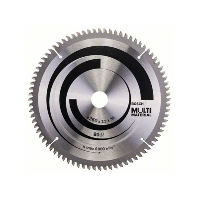 Bosch Lama per seghe circolari Multi Material 260 x 30 x 3,2 mm, 80 denti