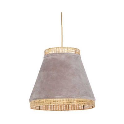Lampada a sospensione frills - Rustico - Acciaio,Malacca,Tessuto - Beige/Oro/Ottone - Oblungo/Tondo Max. 1 x Watt - Qazqa
