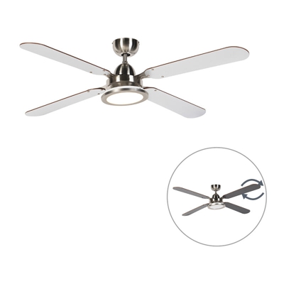 QAZQA Ventilatori da soffitto fanattic - Moderno - Acciaio,Legno - Grigio - Tondo Non sostituibile Max. 1 x 12 Watt