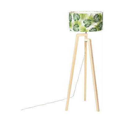 QAZQA Lampada da tavolo tripode puros - Moderno - Legno,Tessuto - Marrone/Verde - Alltri Max. 1 x Watt
