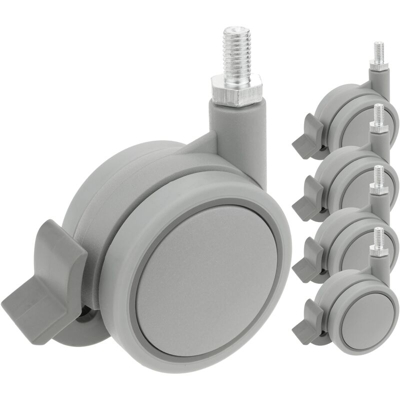 PrimeMatik - Rotelle pivotanti ruote di nylon e polipropilene con freno 60 mm M8 5 pack