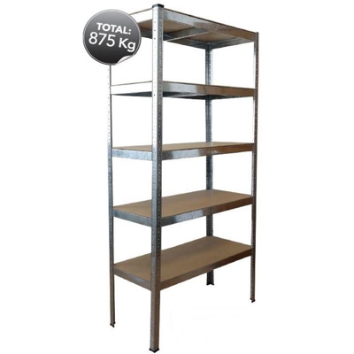 Kit Scaffale pesante a incastro in metallo a 5 ripiani in legno 875kg 90x40x180