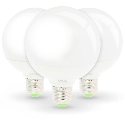 Eclairage Design - Set di 3 lampadine a globo a led E27 12W Eq 75W G95 | Température de Couleur: Bianco caldo 2700K
