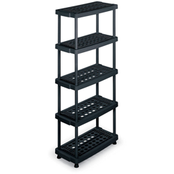 Terry kit scaffale in plastica resina a 5 ripiani nero portata 200kg 79x39xh176 en oferta