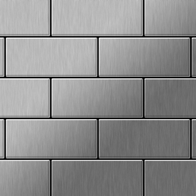 Alloy - Mosaico metallo solido Acciaio inossidabile spazzolato grigio spesso 1,6 mm Subway-S-S-B