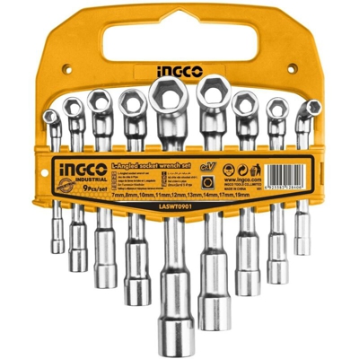 INGCO CHIAVI A TUBO 9 PZ AD "L" - IN SERIE - KIT serie - CHIAVE A TUBO LASWT0901