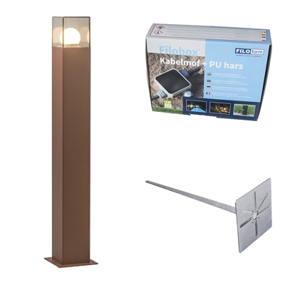 Palo da giardino denmark - Moderno - Alluminio,Plastico - Ruggine - Quadrato Max. 1 x Watt - Qazqa