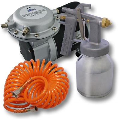Wiltec - Set professionale HS-472 pistola a spruzzo per verniciare Ugello 0,8mm Compressore AS09 Tubo