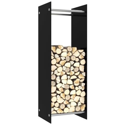 Porta Legna Nero 40x35x120 Cm In Vetro