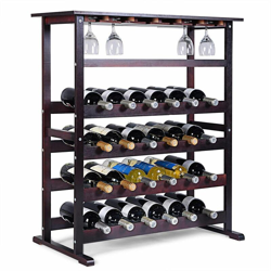 Portabottiglie scaffale di Vino in Legno da 24 Bottiglie, Marrone Scuro, 80 x 41 x 90,5cm - COSTWAY características