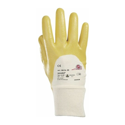 Honeywell Guanti Sahara 100 Gr.7 giallo Nitrile L.250mm KCL con fascia in maglia in vita