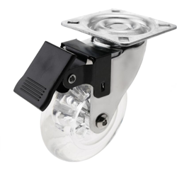 PrimeMatik - Rotelle pivotanti ruote industriale di poliuretano e PVC trasparente com freno 75 mm precio