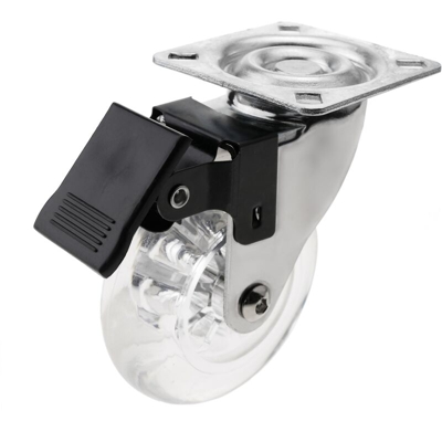 PrimeMatik - Rotelle pivotanti ruote industriale di poliuretano e PVC trasparente com freno 75 mm