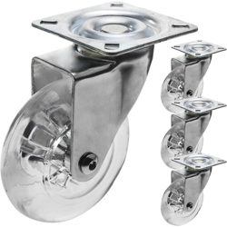 PrimeMatik - Rotelle pivotanti ruote industriale di poliuretano e PVC trasparente senza freno 75 mm 4-pack características
