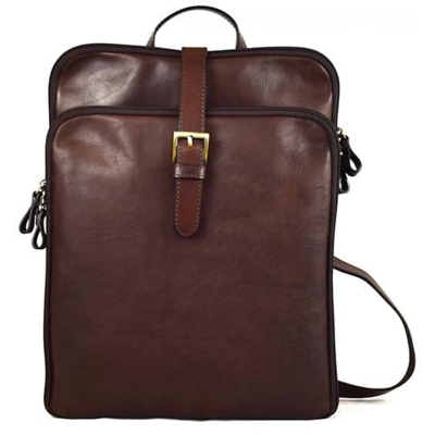 Zaino Donna In Pelle Vera 3 Scomparti Colore Moro - Pelletteria Toscana Made In Italy - Linea Prestige