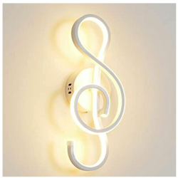 Applique lampada da parete led 14w luce calda nota musicale bianco moderno SJ090 - BS en oferta