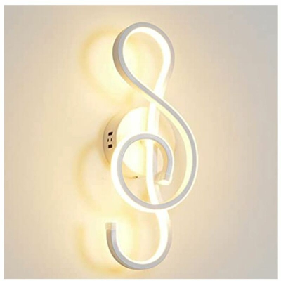 Applique lampada da parete led 14w luce calda nota musicale bianco moderno SJ090 - BS