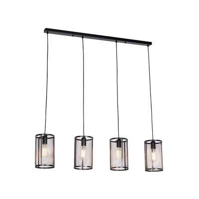 Lampada a sospensione gauze hl - Industriale - Acciaio - Nero - Oblungo/Cilindro Max. 4 x Watt - Qazqa