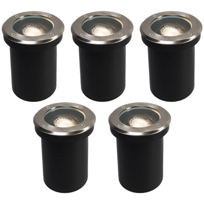 QAZQA Faretto da incasso da terra delux - Moderno - Vetro,Plastico,Acciaio inossidabile - Acciaio - Tondo Max. 5 x Watt