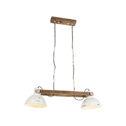 QAZQA Lampada a sospensione tavolo soggiorno mangoes - Industriale - Acciaio,Legno - Marrone/Bianco - Oblungo Max. 2 x Watt en oferta