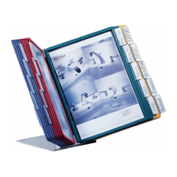DURABLE Supporto da tavolo con 10 pannelli display DINA4 con telaio profilato Supporto in lamiera d'acciaio grigio chiaro características