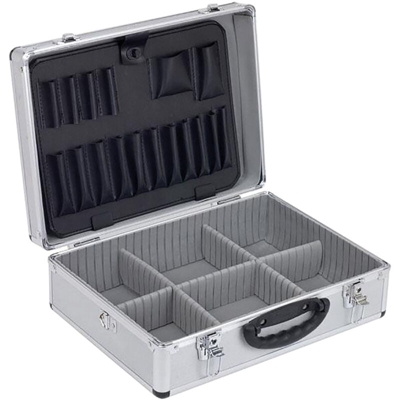 Cassetta portautensili argento 460x330x155mm valigia alluminio compartimenti removibili tracolla - Mistral