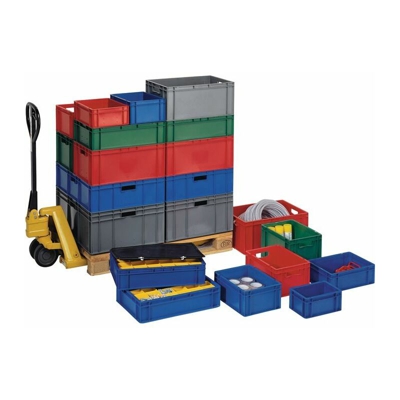 LA-KA-PE Contenitore per il trasporto impilabile blu L600xB400xH175mm pareti/ fondo chiuso PP