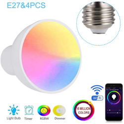 GU10 / E27 / GU5.3 Wi-Fi intelligente RGBW 6W LED lampada dimmerabile tazza della lampada compatibile con Alexa-Home page di Google bulbo E27 & 4PCS precio