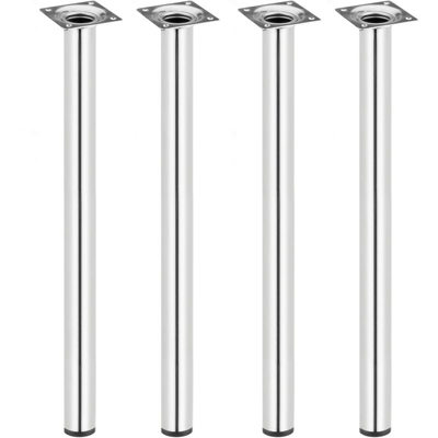 Gambe tondo. Piedini da tavolo per mobili e scrivania in acciaio cromo 75cm 4-pack - Primematik
