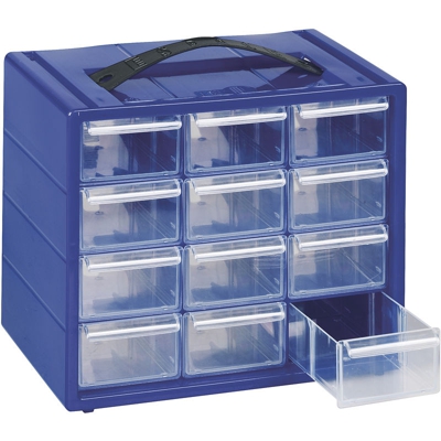 Monoblocco "ESPACE 12" - 12 cassetti trasparenti e 12 divisori estraibili - Blu - Mobil Plastic