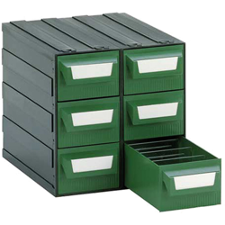 Cassettiera modulare "L" con 6 cassetti e 12 divisori - Verde - Mobil Plastic precio
