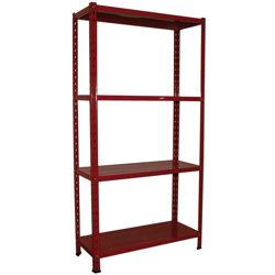 kIt scaffale scaffalatura in metallo bulloni a 4 ripiani 160kg 75x30x150 Rosso precio