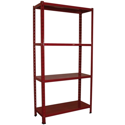 kIt scaffale scaffalatura in metallo bulloni a 4 ripiani 160kg 75x30x150 Rosso