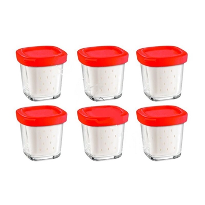 Scatola di 6 vasetti di yogurt in vetro con coperchio e sgocciolatoio - Accueil - SEB - 255109