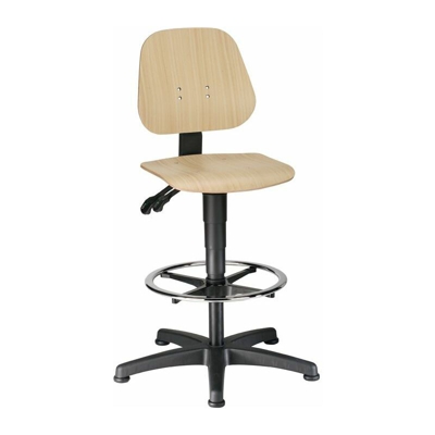 BIMOS Sedia girevole da lavoro Unitec con piedini e anello per piedi sedile in faggio-H.580-850mm