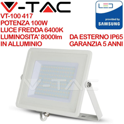 V-Tac Proiettore Led 100W Chip Samsung Luce Freddissima 6400K Vt-100 417 precio