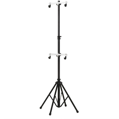 Homcom Cavalletto Portabici Doppio Pieghevole in Alluminio Nero con Altezza Regolabile 166-280cm