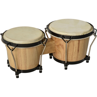 Bongo Professionale in Legno e Pelle con Custodia e 2 Tamburi di Φ20cm e Φ18cm - Homcom