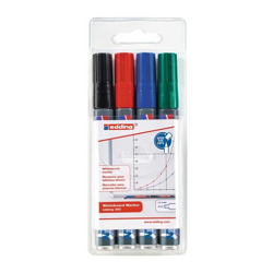 Astuccio Boardmarker 250 con 4 colori nero/rosso/blu/blu/verde punta rotonda - Edding en oferta