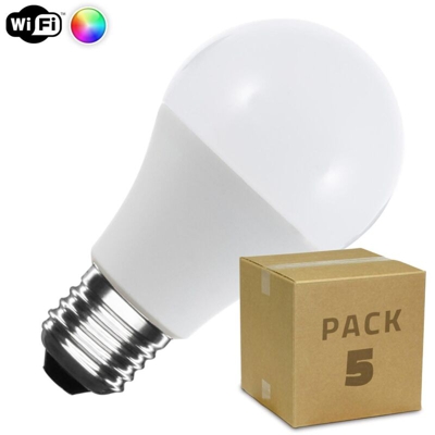 Pack Lampadina LED E27 A60 Smart Wi-Fi Regolabile RGBW 10W (5 Un.) RGBW - LEDKIA