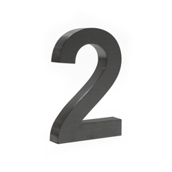 Numero civico in 3D '2' antracite 20cm carattere Arial antiruggine - WILTEC precio